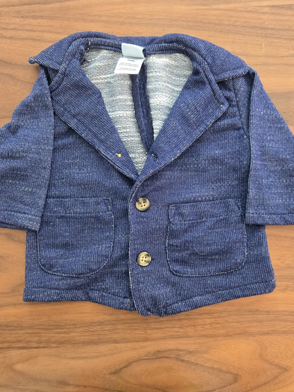 Baby Knit Denim Look Blazer Jacket Blue 6m